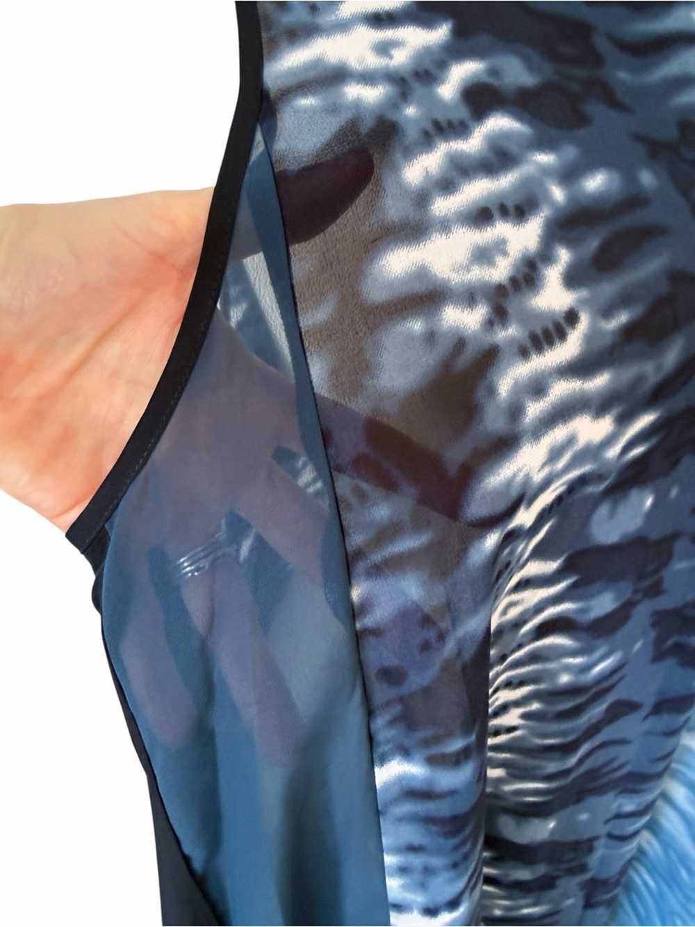 Hope & Luck Navy Blue Sheer Sleeveless Asymmetric Dress Beach Coverup sz XL - Picture 4 of 8